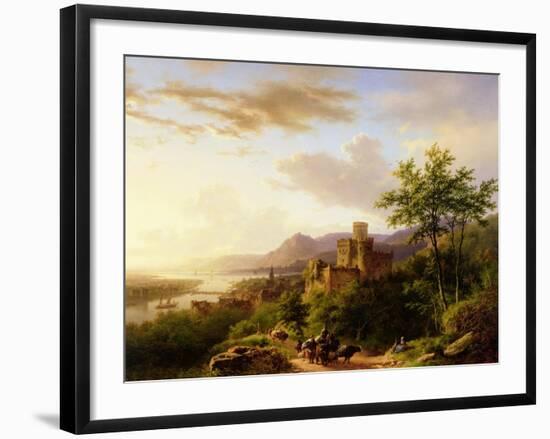 Travellers on a Path in an Extensive Rhineland Landscape-Barend Cornelis Koekkoek-Framed Giclee Print