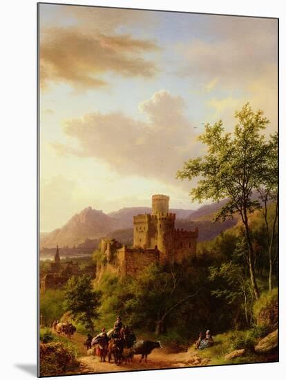 Travellers on a Path in an Extensive Rhineland Landscape-Barend Cornelis Koekkoek-Mounted Giclee Print