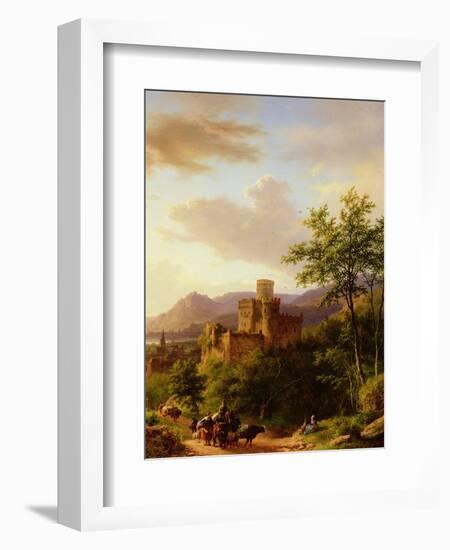 Travellers on a Path in an Extensive Rhineland Landscape-Barend Cornelis Koekkoek-Framed Giclee Print