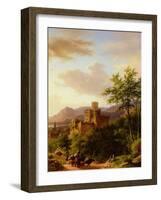 Travellers on a Path in an Extensive Rhineland Landscape-Barend Cornelis Koekkoek-Framed Giclee Print