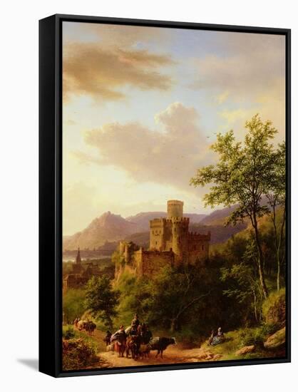 Travellers on a Path in an Extensive Rhineland Landscape-Barend Cornelis Koekkoek-Framed Stretched Canvas