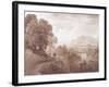 Travellers on a Road Above a River, 1821 (Brown Wash over Graphite on Paper)-John Martin-Framed Giclee Print