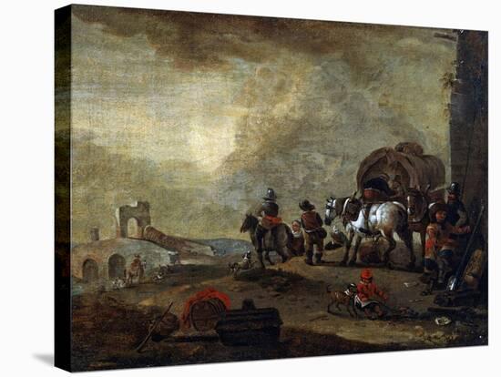 Travellers on the Way, 17th Century-Philips Wouwerman-Stretched Canvas