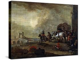 Travellers on the Way, 17th Century-Philips Wouwerman-Stretched Canvas