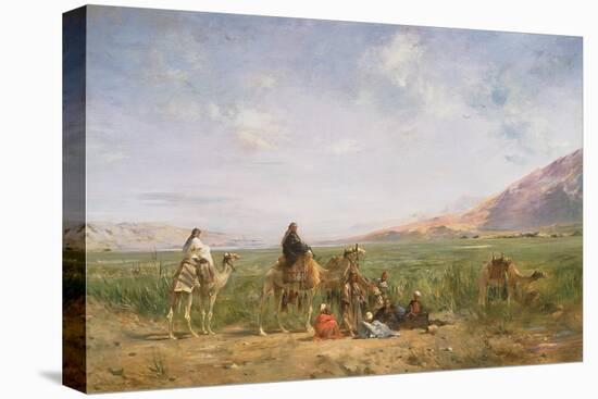 Travellers Resting at an Oasis-Eugene Lami-Stretched Canvas