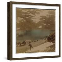 'Travellers with July snowballs, on road over the Haukeli mountains, Norway'-Elmer Underwood-Framed Photographic Print