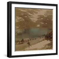 'Travellers with July snowballs, on road over the Haukeli mountains, Norway'-Elmer Underwood-Framed Photographic Print