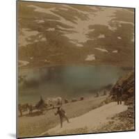 'Travellers with July snowballs, on road over the Haukeli mountains, Norway'-Elmer Underwood-Mounted Photographic Print