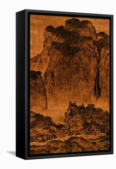 Travelling Among Streams and Mountains, Hanging Scroll, Ink on Silk, c. 1000, China-Ku'an Fan-Framed Stretched Canvas