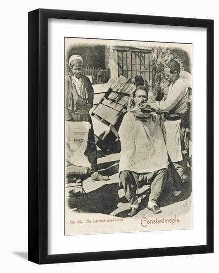 Travelling Barber, Turkey - Shaving a Customer-null-Framed Photographic Print