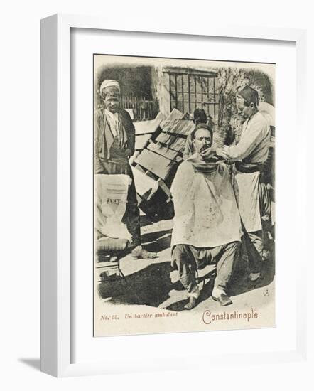 Travelling Barber, Turkey - Shaving a Customer-null-Framed Photographic Print