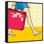 Travelling Girl with a Suitcase-Alena Kozlova-Framed Stretched Canvas