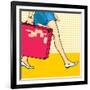 Travelling Girl with a Suitcase-Alena Kozlova-Framed Art Print