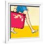 Travelling Girl with a Suitcase-Alena Kozlova-Framed Art Print