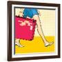 Travelling Girl with a Suitcase-Alena Kozlova-Framed Art Print