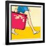 Travelling Girl with a Suitcase-Alena Kozlova-Framed Art Print