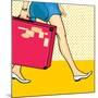 Travelling Girl with a Suitcase-Alena Kozlova-Mounted Art Print