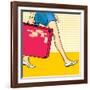 Travelling Girl with a Suitcase-Alena Kozlova-Framed Art Print