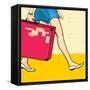 Travelling Girl with a Suitcase-Alena Kozlova-Framed Stretched Canvas