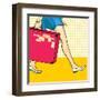 Travelling Girl with a Suitcase-Alena Kozlova-Framed Art Print