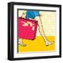 Travelling Girl with a Suitcase-Alena Kozlova-Framed Art Print