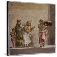 Travelling Musicians with Flute, Castanet and Tambourine-null-Stretched Canvas