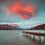 Beautiful Sunrise with Colours of Red, Orange and Purple, Canterbury New Zealand-Travellinglight-Photographic Print