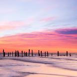 Beautiful Sunset with Colours of Red, Orange and Yellow, over Governors Bay, Looking-Travellinglight-Photographic Print