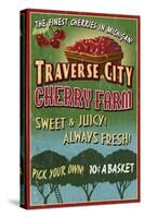 Traverse City, Michigan - Cherry Farm-Lantern Press-Stretched Canvas