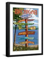 Traverse City, Michigan - Sign Destinations-Lantern Press-Framed Art Print