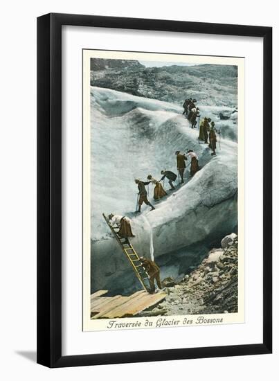 Traversing the Bossons Glacier, French Alps-null-Framed Art Print