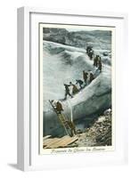 Traversing the Bossons Glacier, French Alps-null-Framed Art Print