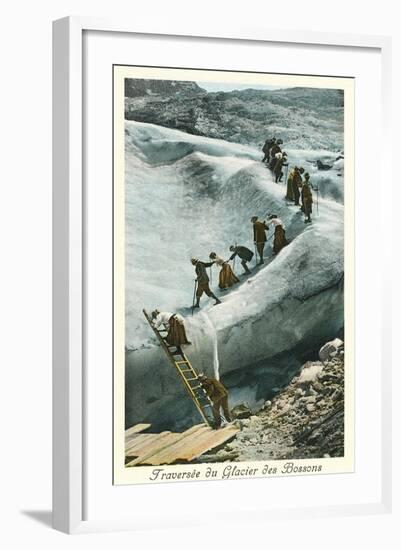 Traversing the Bossons Glacier, French Alps-null-Framed Art Print