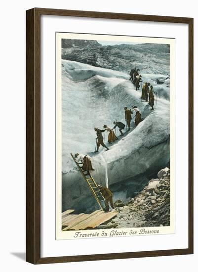 Traversing the Bossons Glacier, French Alps-null-Framed Art Print