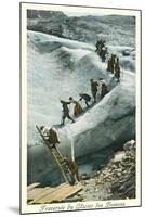Traversing the Bossons Glacier, French Alps-null-Mounted Art Print