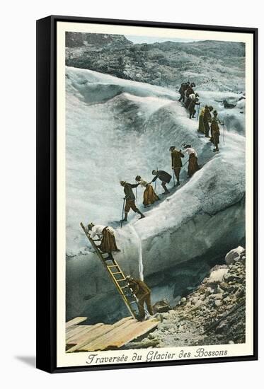 Traversing the Bossons Glacier, French Alps-null-Framed Stretched Canvas