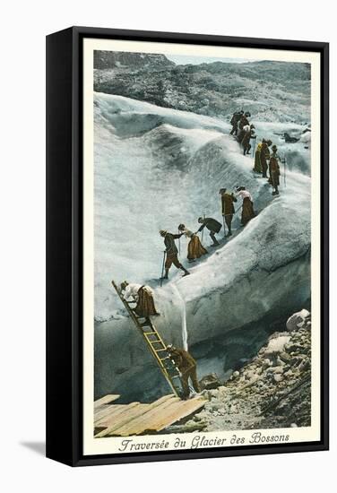 Traversing the Bossons Glacier, French Alps-null-Framed Stretched Canvas