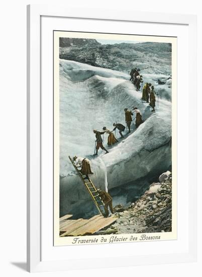 Traversing the Bossons Glacier, French Alps-null-Framed Art Print