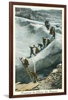 Traversing the Bossons Glacier, French Alps-null-Framed Art Print