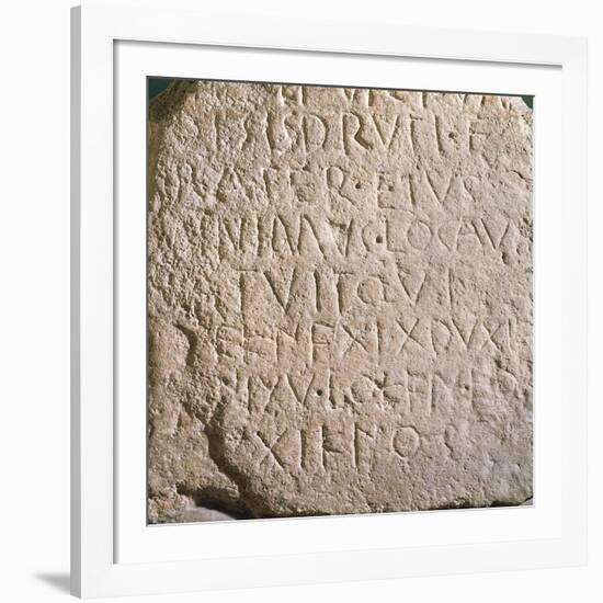 Travertine Marble Stele with Celtic-Latin Bilingual Inscription, Side B. Unearthed in Todi-null-Framed Giclee Print