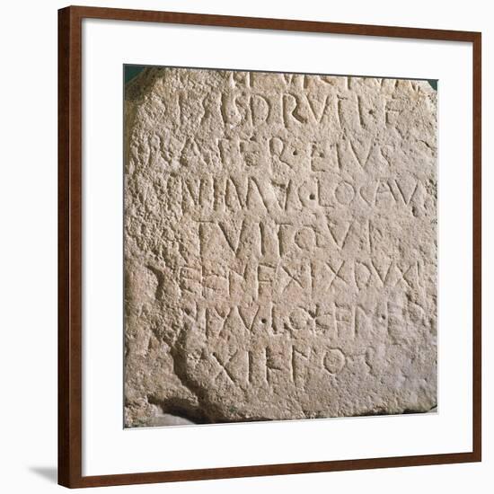 Travertine Marble Stele with Celtic-Latin Bilingual Inscription, Side B. Unearthed in Todi-null-Framed Giclee Print