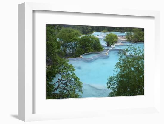 Travertine terraces, Huanglong Scenic and Historic Interest Area UNESCO WHS, Sichuan, China-Michel Roggo-Framed Photographic Print