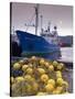 Trawler and Fishing Nets in Toftir Harbour, Toftir, Eysturoy-Patrick Dieudonne-Stretched Canvas