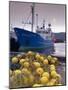 Trawler and Fishing Nets in Toftir Harbour, Toftir, Eysturoy-Patrick Dieudonne-Mounted Photographic Print