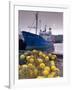 Trawler and Fishing Nets in Toftir Harbour, Toftir, Eysturoy-Patrick Dieudonne-Framed Photographic Print