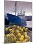 Trawler and Fishing Nets in Toftir Harbour, Toftir, Eysturoy-Patrick Dieudonne-Mounted Photographic Print