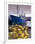 Trawler and Fishing Nets in Toftir Harbour, Toftir, Eysturoy-Patrick Dieudonne-Framed Photographic Print