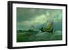 Trawling off Gorleston Harbour, Norfolk (Oil on Canvas)-Edwin Hayes-Framed Giclee Print