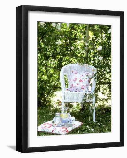 Tray of Coffee and Lemonade on a Cushion in Grass-Alena Hrbkova-Framed Photographic Print