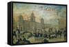 Tray with Popular Scene of Modena Revolt, August 24, 1848-null-Framed Stretched Canvas